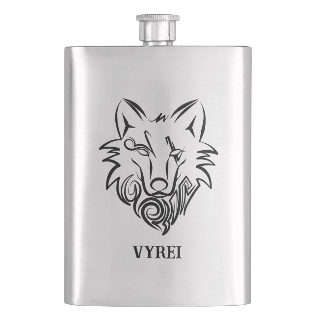 Flasque Loup tribal noir et blanc (devant)