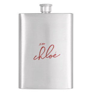 Flasque Love "Your Name" Red Typography Classic Flask