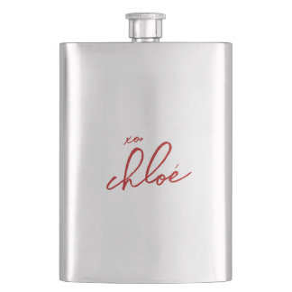 Flasque Love "Your Name" Red Typography Classic Flask