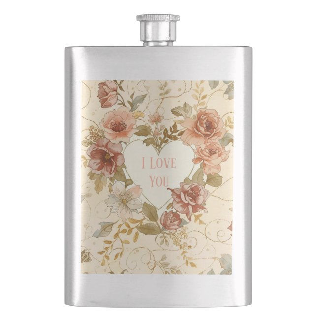 Flasque Luxury,Valentine's Day,I Love You,Roses,Love Heart (devant)