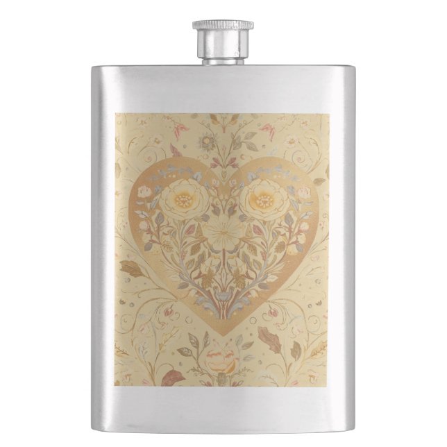 Flasque Luxury,Valentine's Day,Love Heart ,Flowers,gold  (devant)