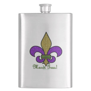 Flasque Mardi Gras Fleur De Lis Coloré