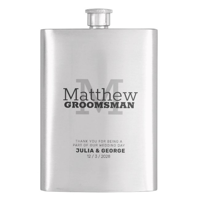 Flasque Masculine personnalisée minimale GROOMSMAN Hip Fla (devant)