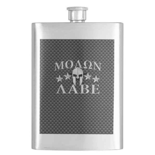 Flasque Molon Labe Spartan Warrior 5 étoiles Carbon (devant)