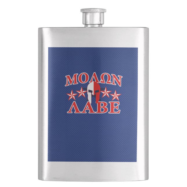 Flasque Molon Labe Spartan Warrior Mask 5 étoiles Patriot (devant)