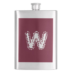 Flasque Monogramme déplaisant blanc sur rouge