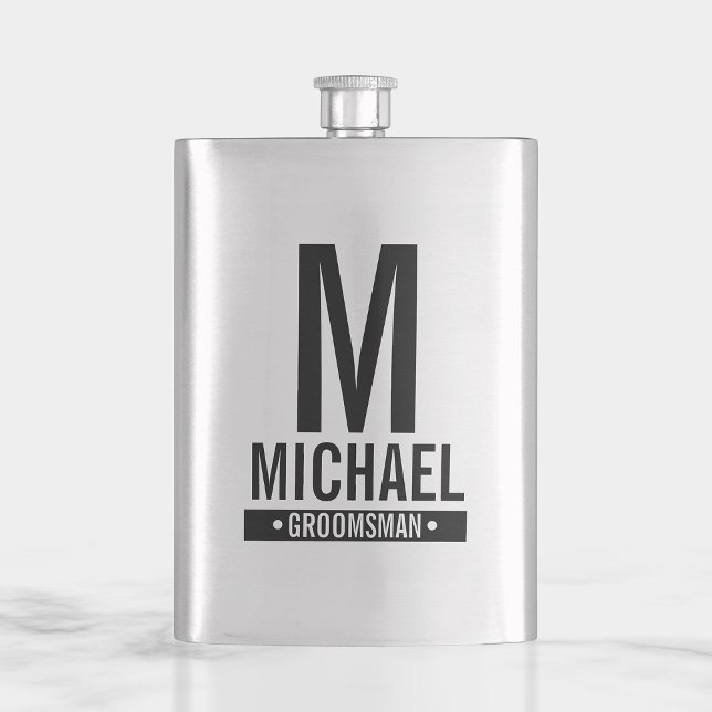 Flasque Monogramme et nom du Groomsman personnalisé (Créateur téléchargé)