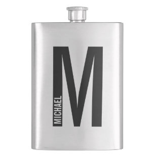 Flasque Monogramme et nom personnalisés modernes
