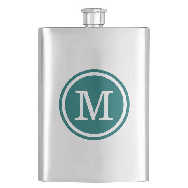 Flasque Monogramme personnalisé Turquoise foncé (devant)