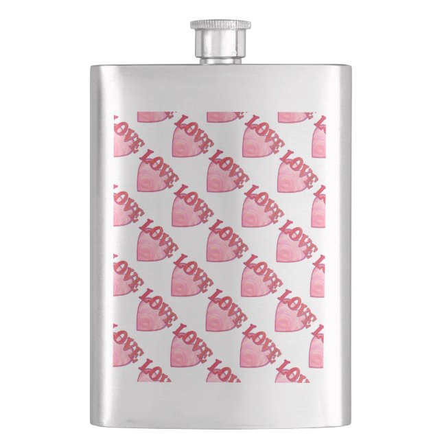 Flasque Motif de coeur d'amour rose (devant)