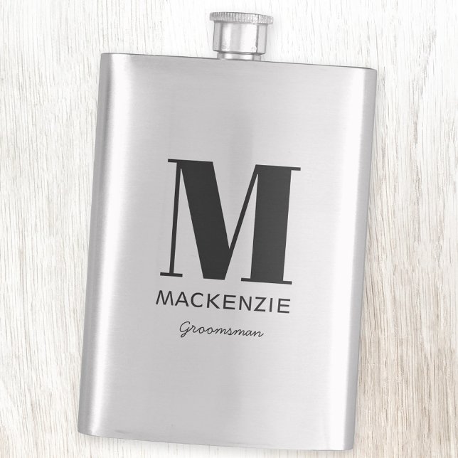 Flasque Nom du monogramme Groomsman (Créateur téléchargé)