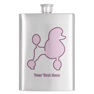 Flasque Nom personnalisé Poodle rose