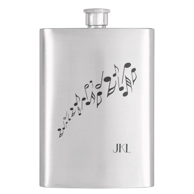 Flasque Notes musicales avec Monogramme (devant)