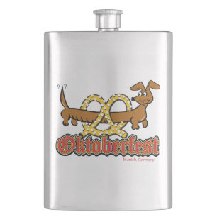 Flasque Oktoberfest-Cartoon-Pretzel-Doxie