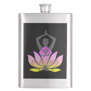 Flasque OM Namaste Pose de Yoga Fleur de Lotus Spirituelle