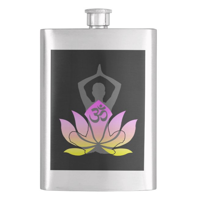 Flasque OM Namaste Pose de Yoga Fleur de Lotus Spirituelle (devant)