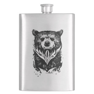 Flasque Ours Grizzly Wild Animal Nature illustration Art T