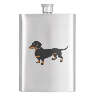 Flasque Petit teckel noir et bronzage mignon - chien de