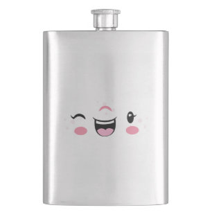 Flasque Pink Wing Kawaii Face Flask