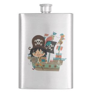 Flasque Pirate et bateau de pirate