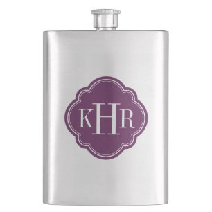 Flasque Plum Purple Quatrefol Personnalisé Monogramme