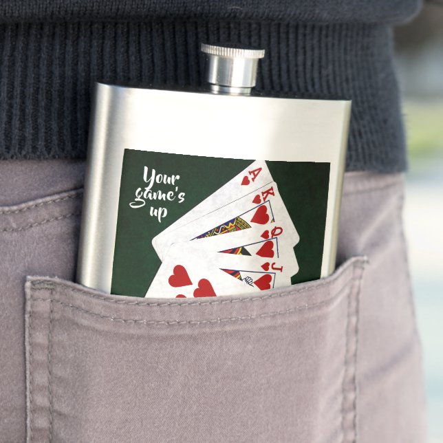 Flasque Poker Hands - Coeurs Royal Flash. Ton jeu est fini (En situation)