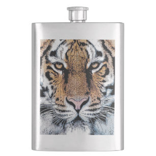 Flasque Rayures de tigre Portrait dans le style de la pres