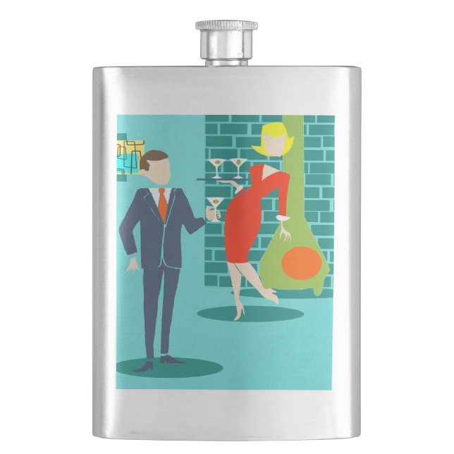 Flasque Retro Cartographie vacances Couple Flask (devant)