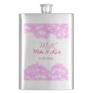Flasque rose ajouter nom de couple date monogramme parties