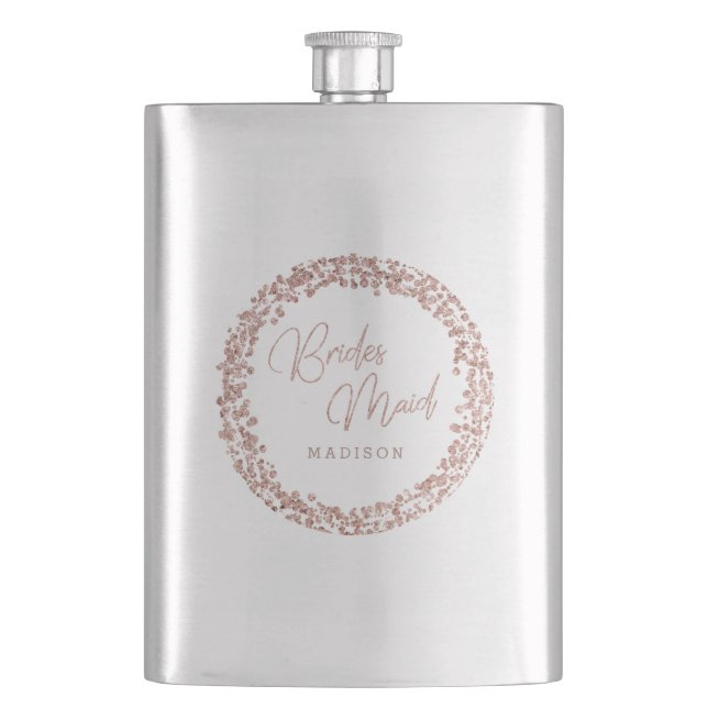 Flasque Rose Gold Cercle cadre Mariage Bridesmaid (devant)