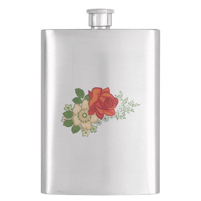 Flasque Rose rouge et marguerites (devant)