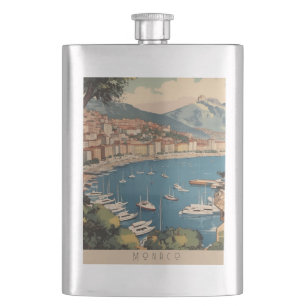 Flasque Scène de voyage vintage à Monaco avec texte person