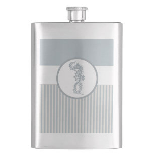 Flasque Seahorse Bleu Classique Nautique Élégant