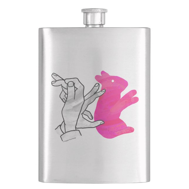 Flasque Silhouette main Rabbit rose (devant)