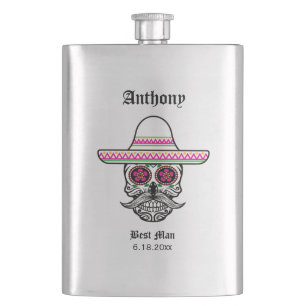 Flasque Sombrero Sugar Skull Meilleur Mariage cadeau de M