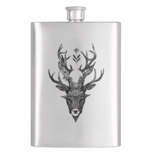 Flasque Stag Deer Wild Animal Nature Illustration Art Tatt