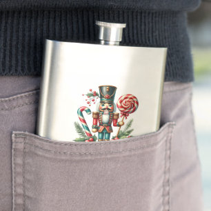 Flasque Thème de Noël Nutcracker Sucre de canne texte pers
