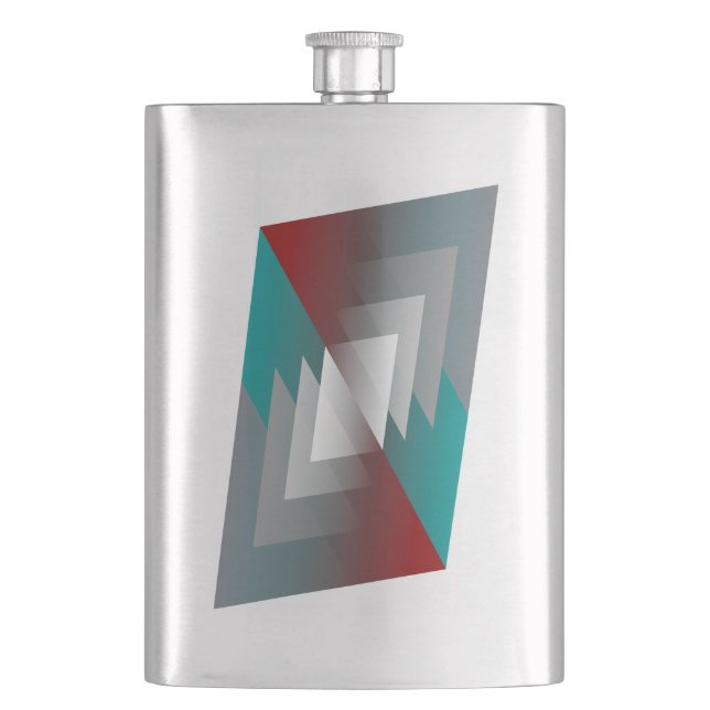 Flasque Triangles gris turquoise sur bordeaux (devant)