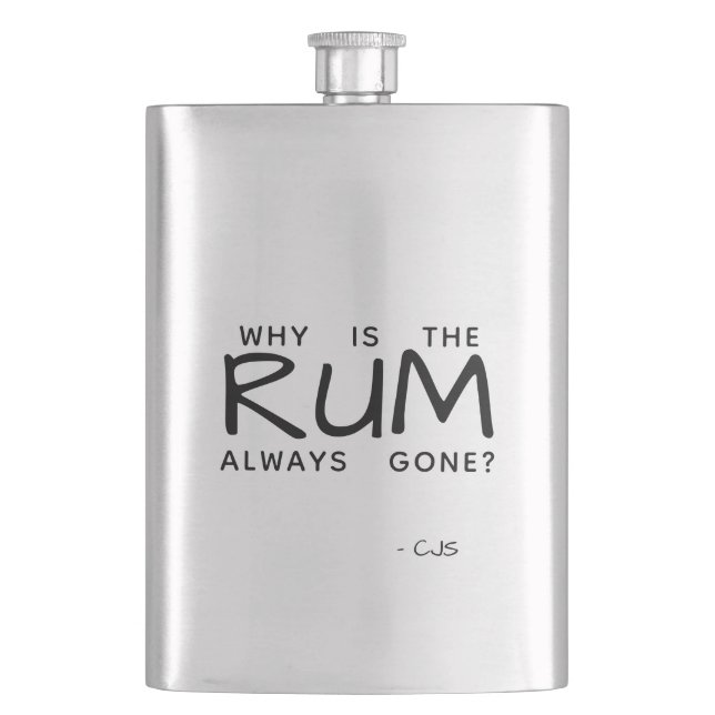 Flasque Typographie noire pourquoi est le rhum toujours (devant)