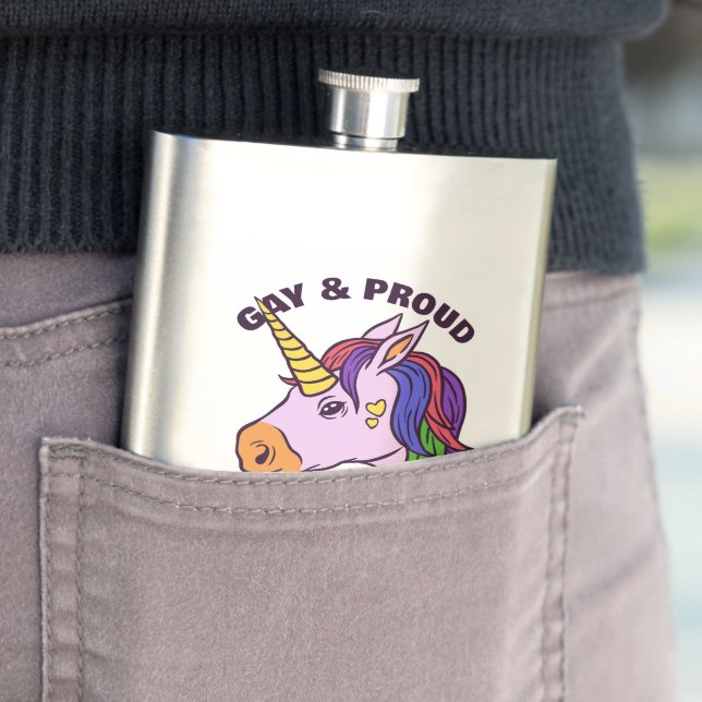 Flasque Unicorne Gay Texte Personnalisé (En situation)