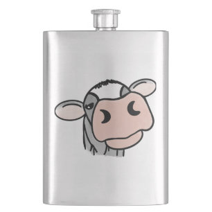 Flasque vache de dessin animé noir blanc rose baiser gris