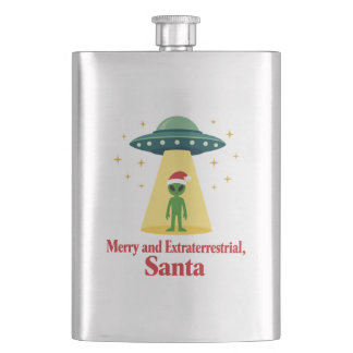 Flasque Vintage Sci Fi Alien Christmas UFO For Santa Fans