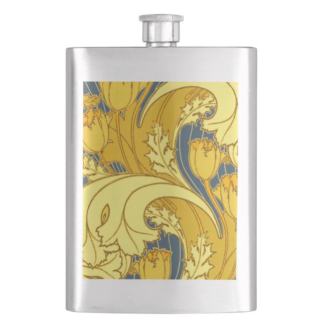 Flasque Vintage Tulip Blue Gold Motif (devant)