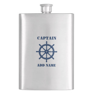 Flasque Votre nom Capitaine Flask Ships Wheel Helm Navy