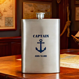 Flasque Votre nom Captain Flask Ancre Vintage