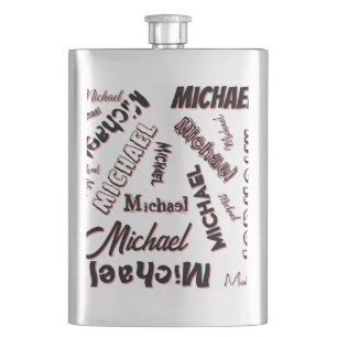 Flasque Votre nom motif monogramme rose couleur ombre