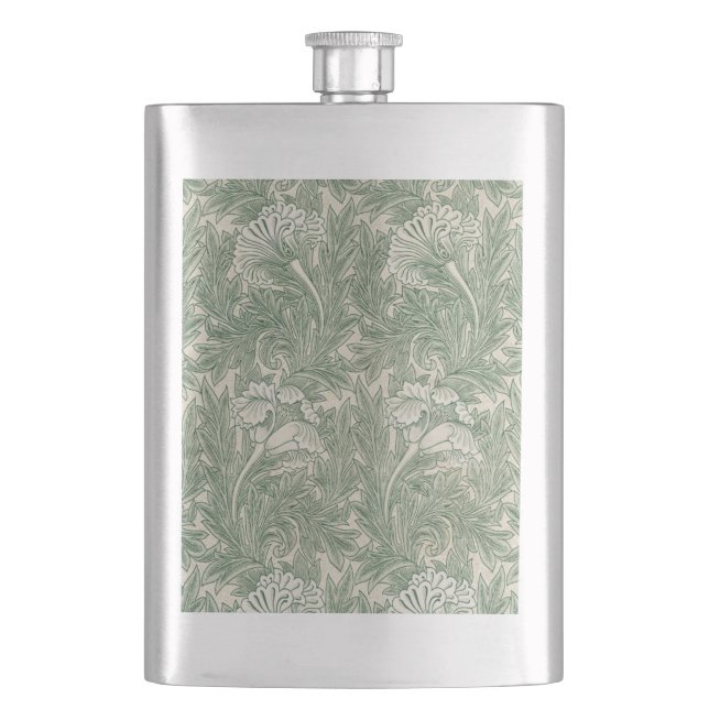 Flasque William Morris tulip fond textile vert (devant)