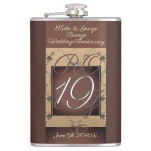 Flasques 19e anniversaire Mariage    Bronze foncéFlacon