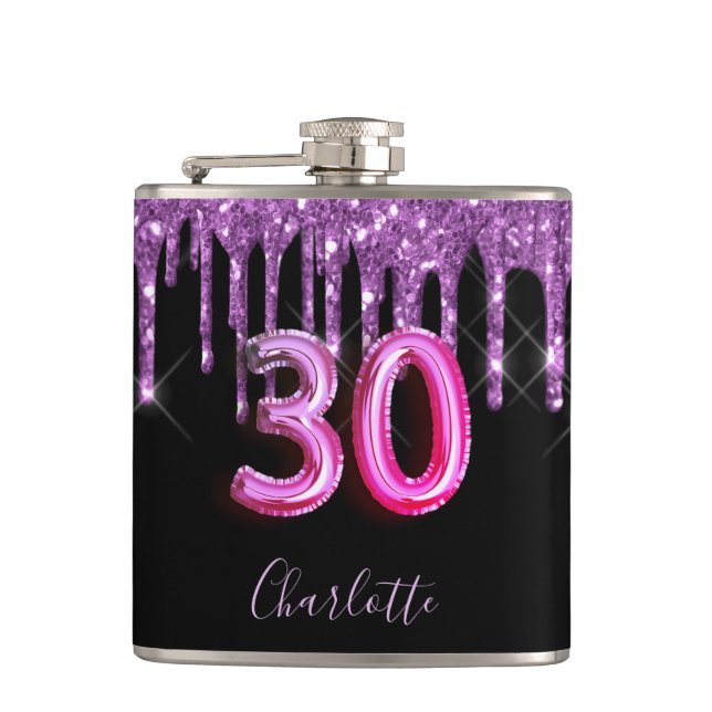 Flasques 30e anniversaire noir violet parties scintillant d (Devant)
