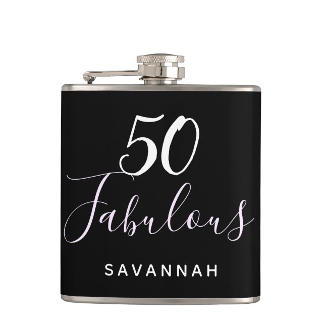 Flasques 50 Fabuleux anniversaire noir blanc typographie sc (Devant)